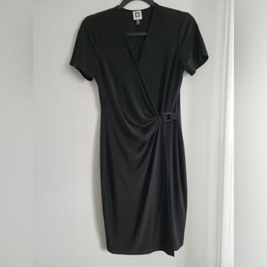Anne Klein Black Midi Dress with Buckle Detail